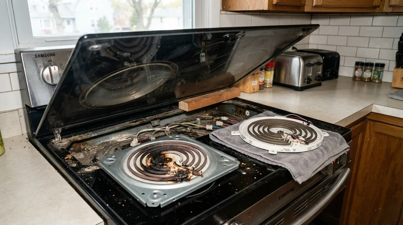 Glass cooktop zone that stopped heating